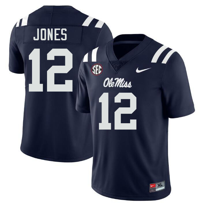 Ole Miss Rebels #12 Andrew Jones College Football Jerseys Stitched-Navy